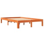 vidaXL Pat cu bibliotecă fără saltea, maro, 120x200 cm, lemn masiv pin vidaXL Pat cu bibliotecă fără saltea, maro, 120x200 cm, lemn masiv pin