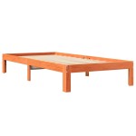 vidaXL Pat cu bibliotecă fără saltea, maro, 100x200 cm, lemn masiv pin vidaXL Pat cu bibliotecă fără saltea, maro, 100x200 cm, lemn masiv pin