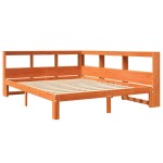 vidaXL Pat cu bibliotecă fără saltea maro 140x190 cm lemn masiv de pin