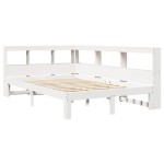 vidaXL Pat cu bibliotecă fără saltea, alb, 135x190 cm, lemn masiv pin