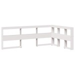 vidaXL Pat cu bibliotecă fără saltea, alb, 135x190 cm, lemn masiv pin