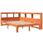 vidaXL Pat cu bibliotecă fără saltea, maro, 120x190 cm, lemn masiv pin vidaXL Pat cu bibliotecă fără saltea, maro, 120x190 cm, lemn masiv pin