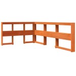 vidaXL Pat cu bibliotecă fără saltea, maro, 120x190 cm, lemn masiv pin vidaXL Pat cu bibliotecă fără saltea, maro, 120x190 cm, lemn masiv pin