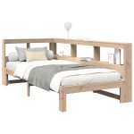 vidaXL Pat cu bibliotecă fără saltea, 90x190 cm, lemn masiv de pin vidaXL Pat cu bibliotecă fără saltea, 90x190 cm, lemn masiv de pin