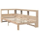 vidaXL Pat cu bibliotecă fără saltea, 90x190 cm, lemn masiv de pin vidaXL Pat cu bibliotecă fără saltea, 90x190 cm, lemn masiv de pin