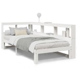 vidaXL Pat cu bibliotecă fără saltea, alb, 75x190 cm, lemn masiv pin vidaXL Pat cu bibliotecă fără saltea, alb, 75x190 cm, lemn masiv pin