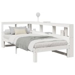vidaXL Pat cu bibliotecă fără saltea, alb, 75x190 cm, lemn masiv pin vidaXL Pat cu bibliotecă fără saltea, alb, 75x190 cm, lemn masiv pin