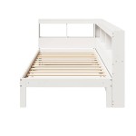 vidaXL Pat cu bibliotecă fără saltea, alb, 75x190 cm, lemn masiv pin vidaXL Pat cu bibliotecă fără saltea, alb, 75x190 cm, lemn masiv pin