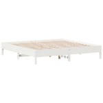 vidaXL Pat cu bibliotecă fără saltea, alb, 200x200 cm, lemn masiv pin
