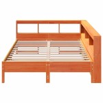 vidaXL Pat cu bibliotecă fără saltea maro 160x200 cm lemn masiv de pin