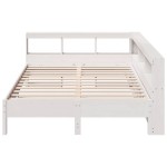 vidaXL Pat cu bibliotecă fără saltea, alb, 150x200 cm, lemn masiv pin
