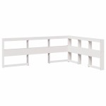 vidaXL Pat cu bibliotecă fără saltea, alb, 150x200 cm, lemn masiv pin
