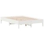 vidaXL Pat cu bibliotecă fără saltea, alb, 150x200 cm, lemn masiv pin