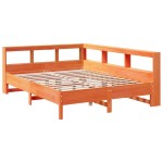 vidaXL Pat cu bibliotecă fără saltea maro 150x200 cm lemn masiv de pin