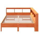 vidaXL Pat cu bibliotecă fără saltea maro 150x200 cm lemn masiv de pin