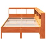 vidaXL Pat cu bibliotecă fără saltea, maro, 120x200 cm, lemn masiv pin vidaXL Pat cu bibliotecă fără saltea, maro, 120x200 cm, lemn masiv pin