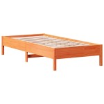 vidaXL Pat cu bibliotecă fără saltea, maro, 90x200 cm, lemn masiv pin vidaXL Pat cu bibliotecă fără saltea, maro, 90x200 cm, lemn masiv pin