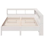 vidaXL Pat cu bibliotecă fără saltea, alb, 140x190 cm, lemn masiv pin