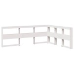 vidaXL Pat cu bibliotecă fără saltea, alb, 135x190 cm, lemn masiv pin vidaXL Pat cu bibliotecă fără saltea, alb, 135x190 cm, lemn masiv pin
