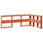 vidaXL Pat cu bibliotecă fără saltea, maro, 120x190 cm, lemn masiv pin vidaXL Pat cu bibliotecă fără saltea, maro, 120x190 cm, lemn masiv pin