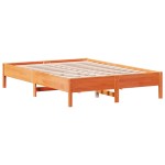 vidaXL Pat cu bibliotecă fără saltea, maro, 120x190 cm, lemn masiv pin vidaXL Pat cu bibliotecă fără saltea, maro, 120x190 cm, lemn masiv pin