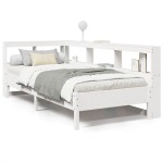 vidaXL Pat cu bibliotecă fără saltea, alb, 90x190 cm, lemn masiv pin vidaXL Pat cu bibliotecă fără saltea, alb, 90x190 cm, lemn masiv pin