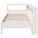 vidaXL Pat cu bibliotecă fără saltea, alb, 75x190 cm, lemn masiv pin