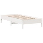 vidaXL Pat cu bibliotecă fără saltea, alb, 75x190 cm, lemn masiv pin