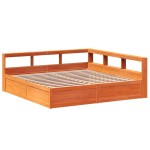 vidaXL Pat cu bibliotecă fără saltea maro 200x200 cm lemn masiv de pin