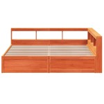 vidaXL Pat cu bibliotecă fără saltea maro 200x200 cm lemn masiv de pin