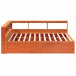 vidaXL Pat cu bibliotecă fără saltea maro 180x200 cm lemn masiv de pin