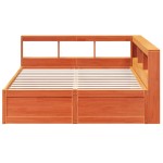 vidaXL Pat cu bibliotecă fără saltea maro 160x200 cm lemn masiv de pin