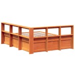 vidaXL Pat cu bibliotecă fără saltea maro 160x200 cm lemn masiv de pin