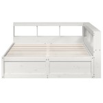vidaXL Pat cu bibliotecă fără saltea, alb, 150x200 cm, lemn masiv pin