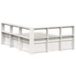 vidaXL Pat cu bibliotecă fără saltea, alb, 150x200 cm, lemn masiv pin
