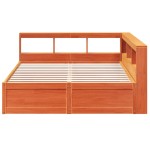 vidaXL Pat cu bibliotecă fără saltea maro 150x200 cm lemn masiv de pin