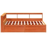 vidaXL Pat cu bibliotecă fără saltea maro 150x200 cm lemn masiv de pin
