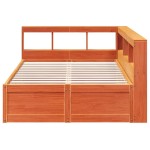 vidaXL Pat cu bibliotecă fără saltea, maro, 120x200 cm, lemn masiv pin vidaXL Pat cu bibliotecă fără saltea, maro, 120x200 cm, lemn masiv pin
