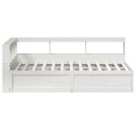 vidaXL Pat cu bibliotecă fără saltea, alb, 140x190 cm, lemn masiv pin