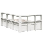 vidaXL Pat cu bibliotecă fără saltea, alb, 140x190 cm, lemn masiv pin