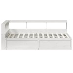 vidaXL Pat cu bibliotecă fără saltea, alb, 135x190 cm, lemn masiv pin