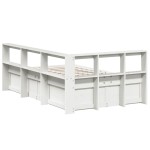 vidaXL Pat cu bibliotecă fără saltea, alb, 135x190 cm, lemn masiv pin