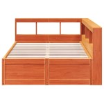 vidaXL Pat cu bibliotecă fără saltea, maro, 120x190 cm, lemn masiv pin vidaXL Pat cu bibliotecă fără saltea, maro, 120x190 cm, lemn masiv pin