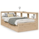 vidaXL Pat cu bibliotecă fără saltea, 90x190 cm, lemn masiv de pin vidaXL Pat cu bibliotecă fără saltea, 90x190 cm, lemn masiv de pin