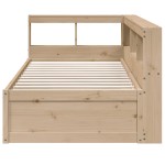 vidaXL Pat cu bibliotecă fără saltea, 90x190 cm, lemn masiv de pin vidaXL Pat cu bibliotecă fără saltea, 90x190 cm, lemn masiv de pin