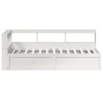 vidaXL Pat cu bibliotecă fără saltea, alb, 90x190 cm, lemn masiv pin vidaXL Pat cu bibliotecă fără saltea, alb, 90x190 cm, lemn masiv pin