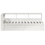 vidaXL Pat cu bibliotecă fără saltea, alb, 75x190 cm, lemn masiv pin vidaXL Pat cu bibliotecă fără saltea, alb, 75x190 cm, lemn masiv pin