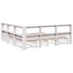 vidaXL Pat cu bibliotecă fără saltea, alb, 200x200 cm, lemn masiv pin