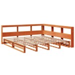 vidaXL Pat cu bibliotecă fără saltea maro 200x200 cm lemn masiv de pin