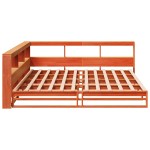 vidaXL Pat cu bibliotecă fără saltea maro 200x200 cm lemn masiv de pin